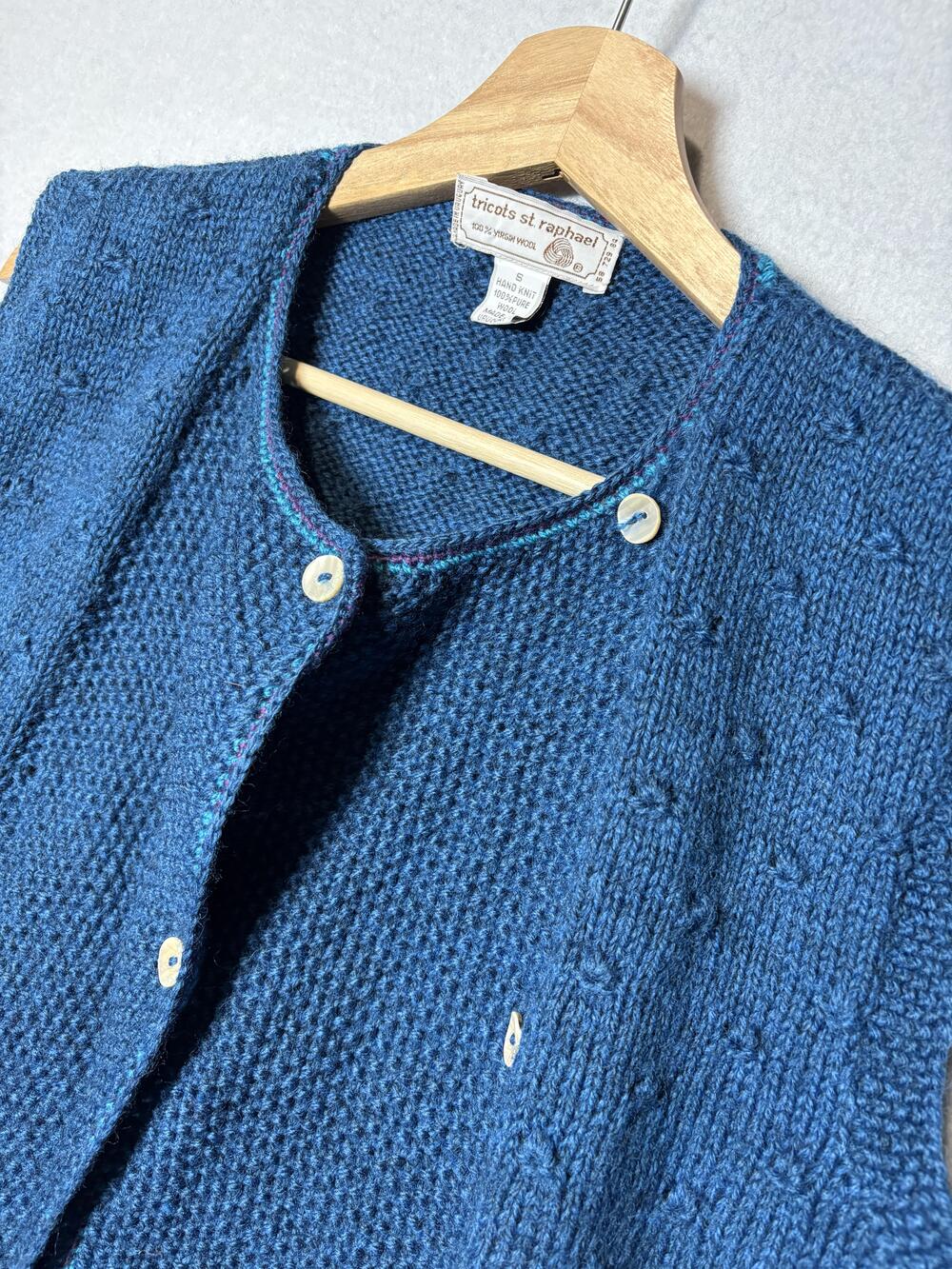 Vintage Tricots St Raphael Sweater Vest Womens Small Wool Hand Knit Uruguay 90s